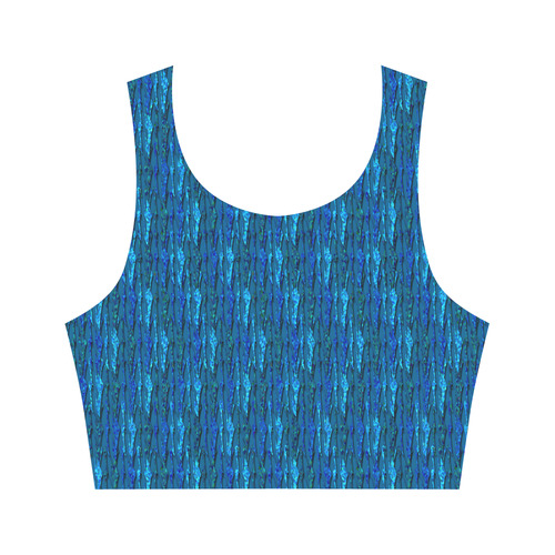 Abstract Scales of Blue Strands Women's Crop Top (Model T42)