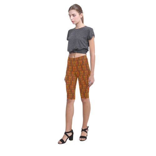Abstract Strands of Fall Colors - Brown, Orange Hestia Cropped Leggings (Model L03)