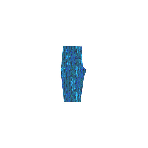 Abstract Scales of Blue Strands Hestia Cropped Leggings (Model L03)