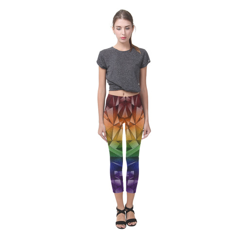 Abstract Rainbow Flag Capri Legging (Model L02)