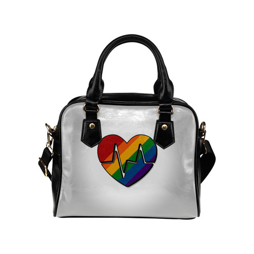 Rainbow Beating Heart Shoulder Handbag (Model 1634)