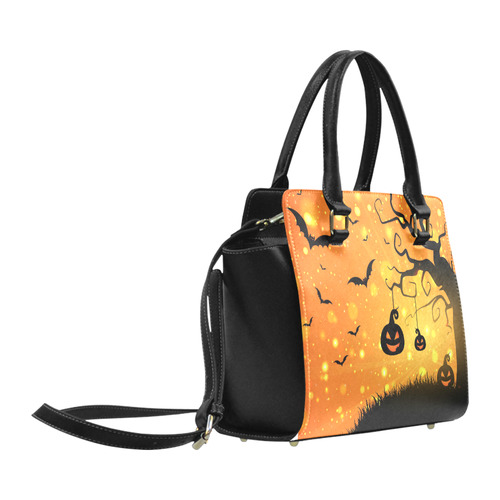 Cute Halloween Pumpkins Scary Black Bats Classic Shoulder Handbag (Model 1653)