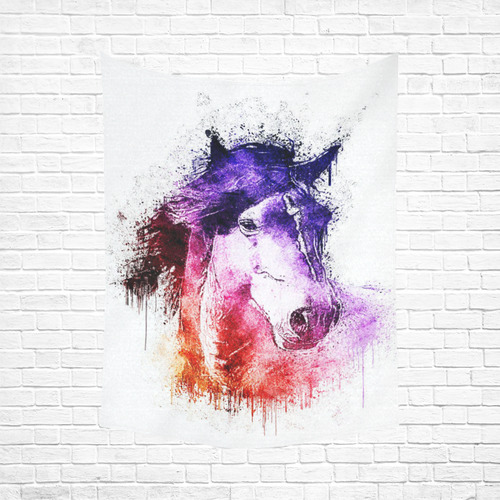 watercolor horse Cotton Linen Wall Tapestry 60"x 80"