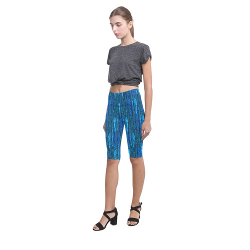 Abstract Scales of Blue Strands Hestia Cropped Leggings (Model L03)