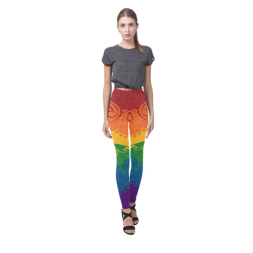Ornamental Rainbow Flag Cassandra Women's Leggings (Model L01)