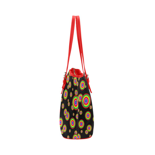 Neon Colored different sized targets Leather Tote Bag/Large (Model 1651)