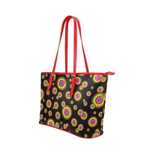 Neon Colored different sized targets Leather Tote Bag/Large (Model 1651)