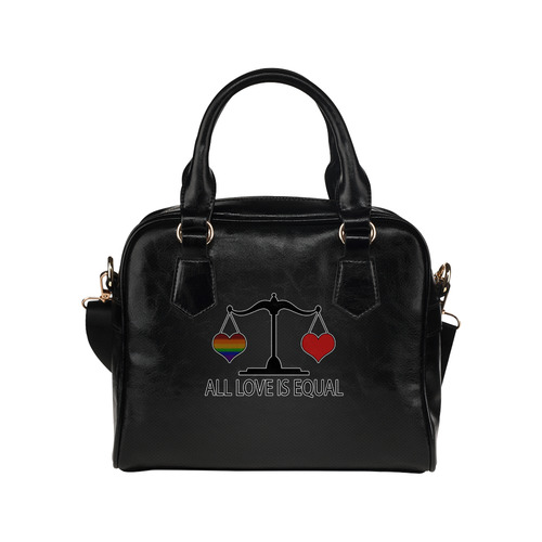 All Love is Equal with Rainbow Heart Shoulder Handbag (Model 1634)