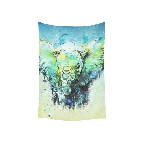 watercolor elephant Cotton Linen Wall Tapestry 40"x 60"