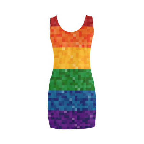 Rainbow Pixel Flag Medea Vest Dress (Model D06)