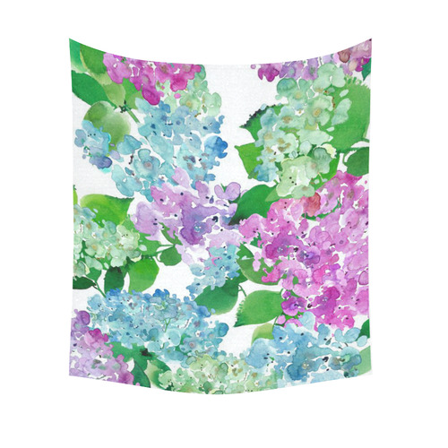 Watercolor Hydrangea Cotton Linen Wall Tapestry 51"x 60"