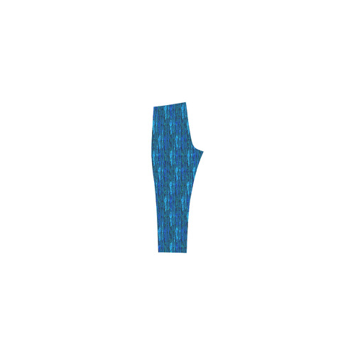 Abstract Scales of Blue Strands Capri Legging (Model L02)