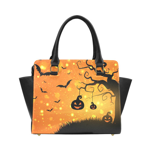Cute Halloween Pumpkins Scary Black Bats Classic Shoulder Handbag (Model 1653)