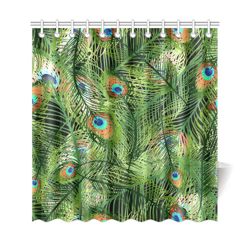 Beautiful Peacock Feathers Nature Art Shower Curtain 69"x72"