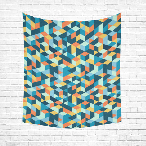 cubes Cotton Linen Wall Tapestry 51"x 60"