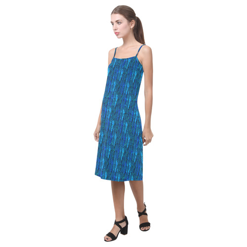 Abstract Scales of Blue Strands Alcestis Slip Dress (Model D05)