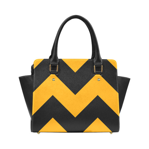 Orange Black Chevron Classic Shoulder Handbag (Model 1653)