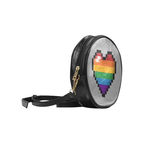 Rainbow Pixel Heart Round Sling Bag (Model 1647)