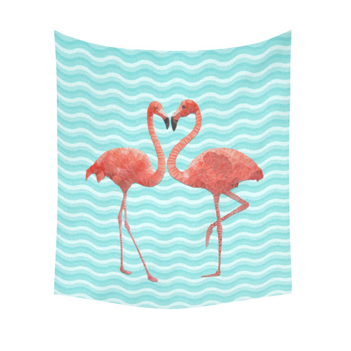 flamingo love Cotton Linen Wall Tapestry 51"x 60"