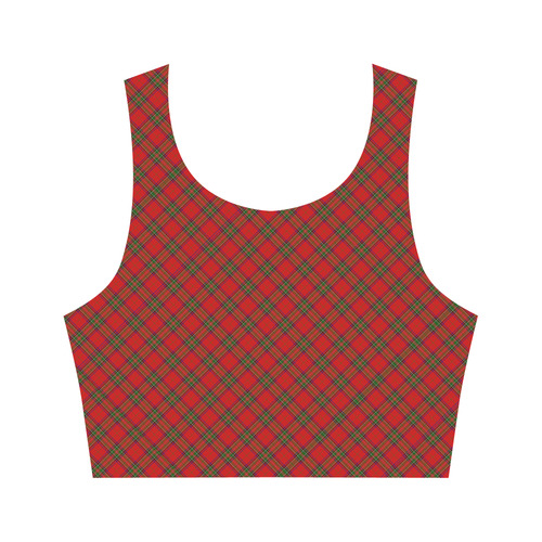 Red Tartan Plaid Pattern Women's Crop Top (Model T42)
