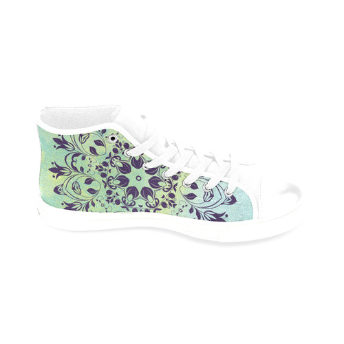 Flourish purple and blue watercolor mandala Men’s Classic High Top Canvas Shoes /Large Size (Model 017)