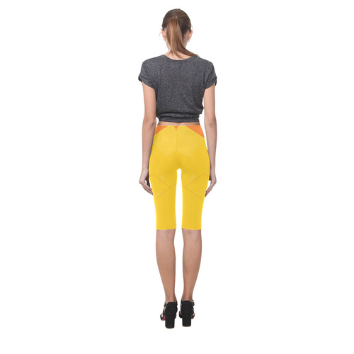 Yellow Abstract Octogonlal Flowers Hestia Cropped Leggings (Model L03)