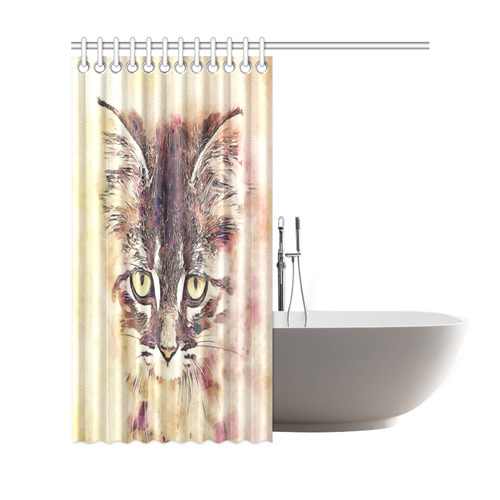 watercolor cat Shower Curtain 69"x72"
