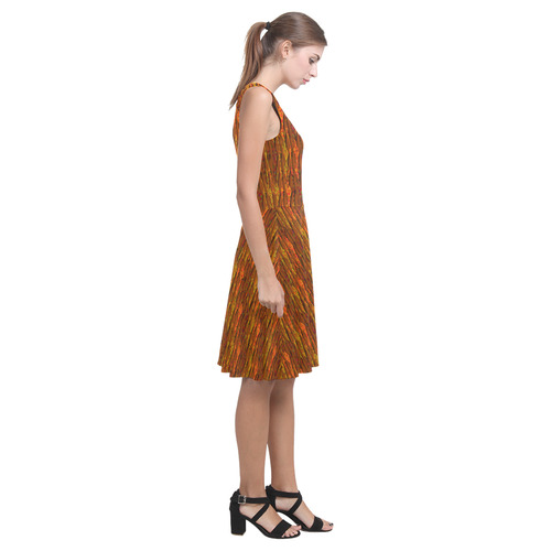 Abstract Strands of Fall Colors - Brown, Orange Atalanta Casual Sundress(Model D04)