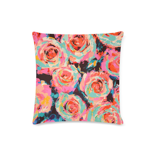 Pastel Painted Roses Custom Zippered Pillow Case 16"x16"(Twin Sides)