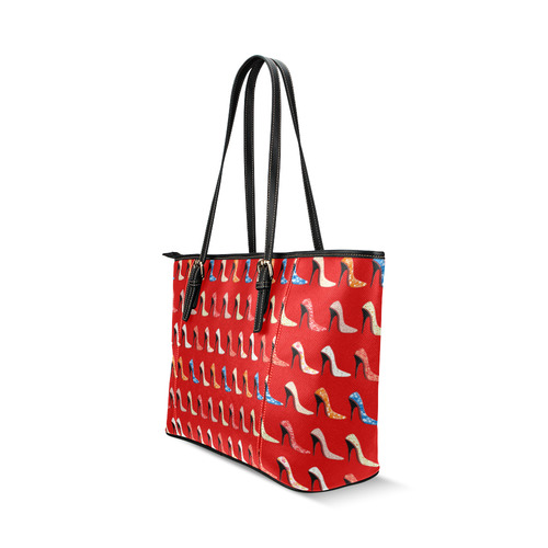 Sexy Flowers High Heels Pattern Leather Tote Bag/Small (Model 1640)