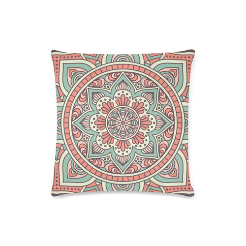 Red Bohemian Mandala Design Custom Zippered Pillow Case 16"x16" (one side)