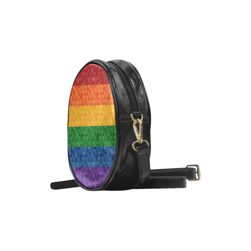 Rainbow Pixel Flag Round Sling Bag (Model 1647)