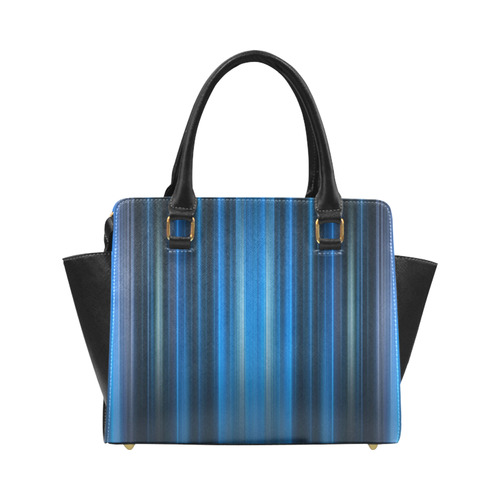 Brillant Blue Black Vertical Stripes Classic Shoulder Handbag (Model 1653)