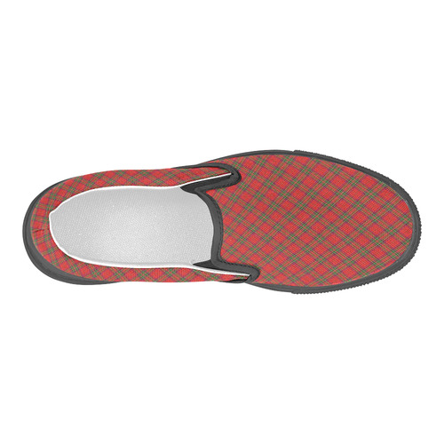 Red Tartan Plaid Pattern Men's Slip-on Canvas Shoes (Model 019)