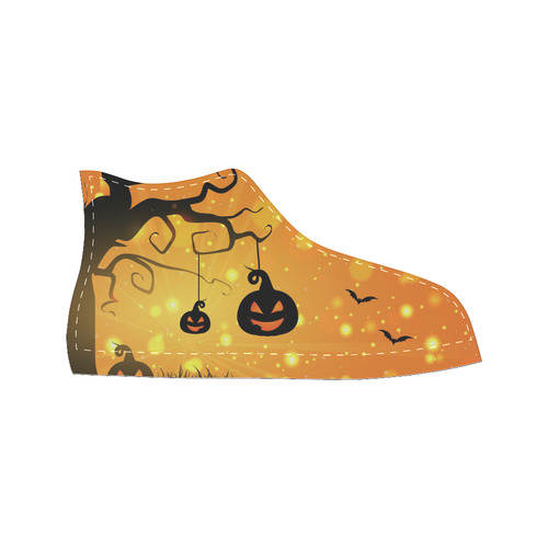 Cute Halloween Pumpkins Scary Black Bats Women's Classic High Top Canvas Shoes (Model 017)