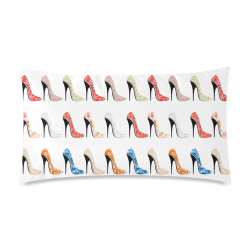 Sexy Flowers High Heels Pattern Rectangle Pillow Case 20"x36"(Twin Sides)