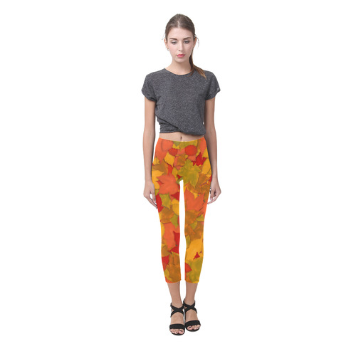 Abstract Autumn Leaf Pattern by ArtformDesigns Capri Legging (Model L02)