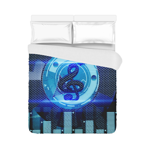 Music, clef in blue mechanical design Duvet Cover 86"x70" ( All-over-print)