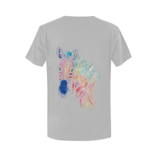 watercolor rainbow zebra Women's T-Shirt in USA Size (Two Sides Printing)