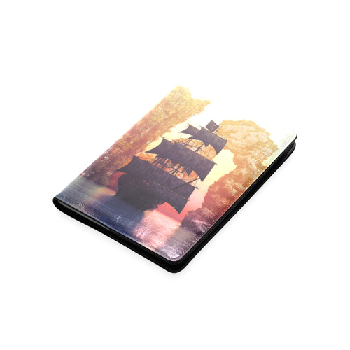 A pirate ship off an island at a sunset Custom NoteBook A5