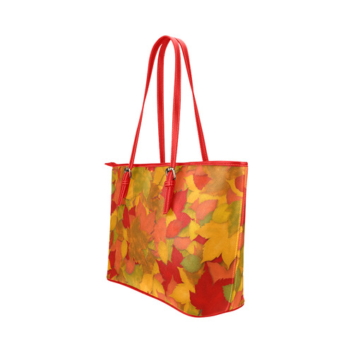 Abstract Autumn Leaf Pattern by ArtformDesigns Leather Tote Bag/Small (Model 1651)