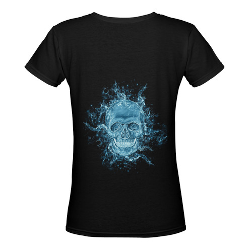 glowing skull Women's Deep V-neck T-shirt (Model T19)