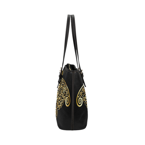 Golden Butterfly Leather Tote Bag/Large (Model 1651)