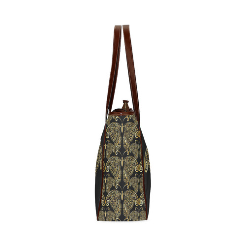 Golden Butterflies on Black Classic Tote Bag (Model 1644)