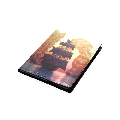 A pirate ship off an island at a sunset Custom NoteBook B5