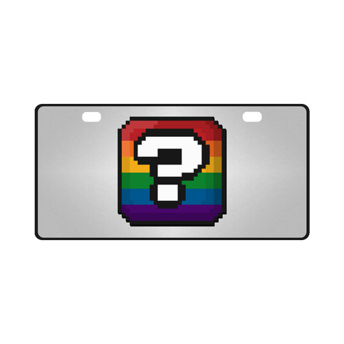 Pixel Rainbow Question Mark "?" Box License Plate