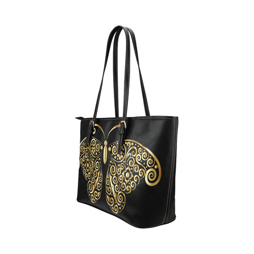 Golden Butterfly Leather Tote Bag/Large (Model 1651)