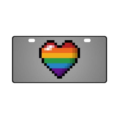 Rainbow Pixel Heart License Plate