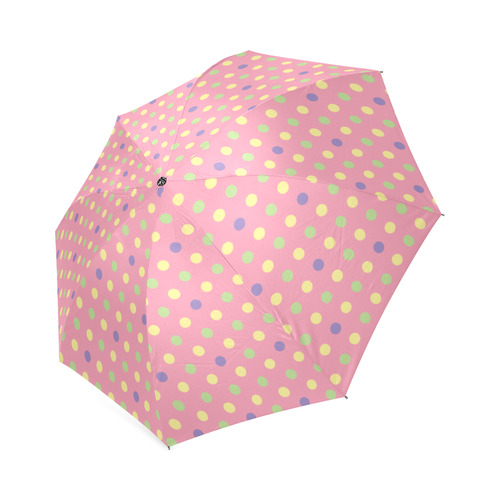 Pink With Green Dots Pattern Foldable Umbrella (Model U01)