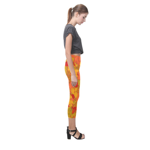 Abstract Autumn Leaf Pattern by ArtformDesigns Capri Legging (Model L02)